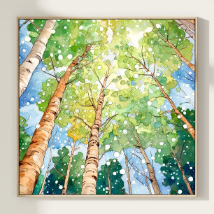 Forest Waterverf schilderij Art Print