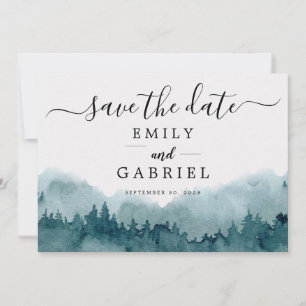 Forest Waterverf Wedding Save The Date