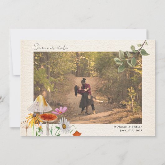 Forest Wedding Photo Save the Date (Voorkant)