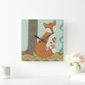 Forest Whimsy III Vierkante Klok (Huis)