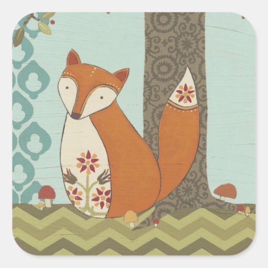 Forest Whimsy IV Vierkante Sticker (Voorkant)