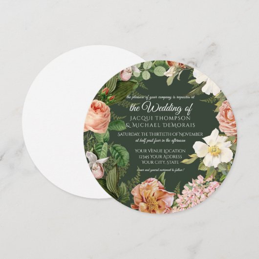 Forest White Rose Botanical Floral Wedding Kaart (Voorkant / Achterkant)