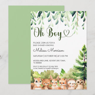 Forest Wild Cubs Oh Boy Baby shower Kaart