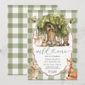 Forest Wild One First Birthday Woodland Animals Kaart (Voorkant / Achterkant)