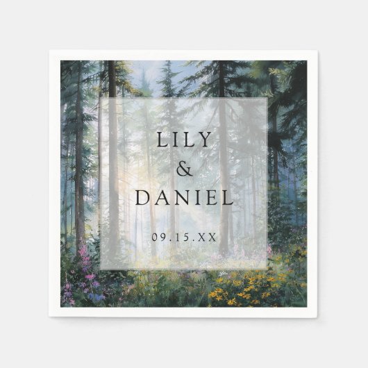 Forest Wildflower Floral Rustic Wedding Servet (Voorkant)