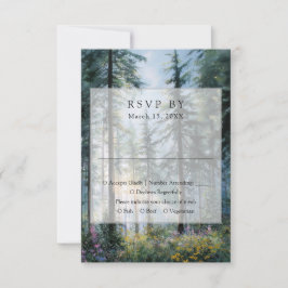 Forest Wildflowers Floral Rustic Wedding RSVP Kaartje