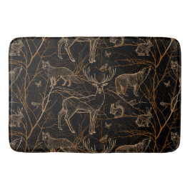 Forest Wildlife Animals Deer Bears Dark Nature Badmat