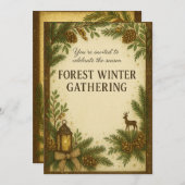 Forest Winter Gathering Invitation | Elegant  (Devant / Derrière)