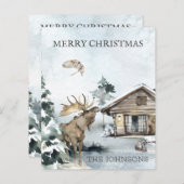 Forest Winter Woodland Cabin Budget Kerstmis (Voorkant / Achterkant)