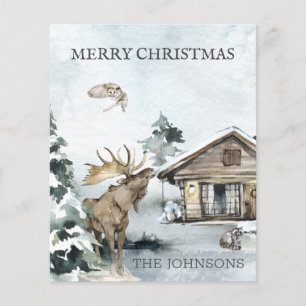 Forest Winter Woodland Cabin Budget Kerstmis