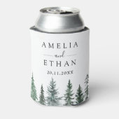 Forest Wintre Watercolor Wedding Blikjeskoeler (Blikje Achterkant)