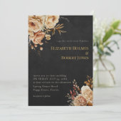 Forest Witch Black Floral Wedding Invitation (Debout devant)