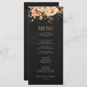 Forest Witch Black Floral Wedding Menu (Voorkant / Achterkant)