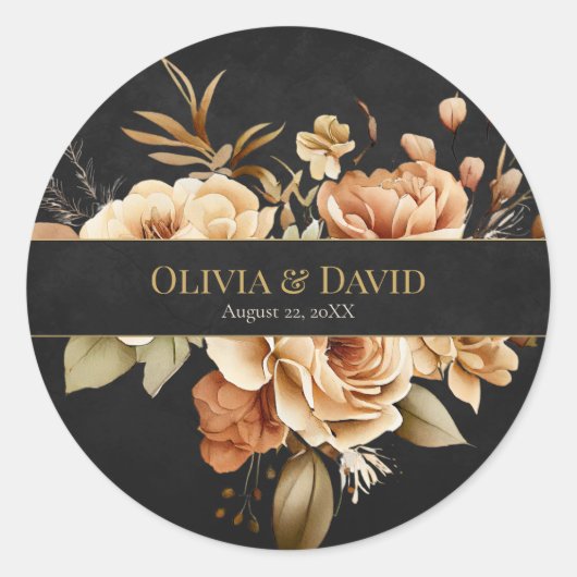 Forest Witch Black Floral Wedding Round Sticker (Devant)