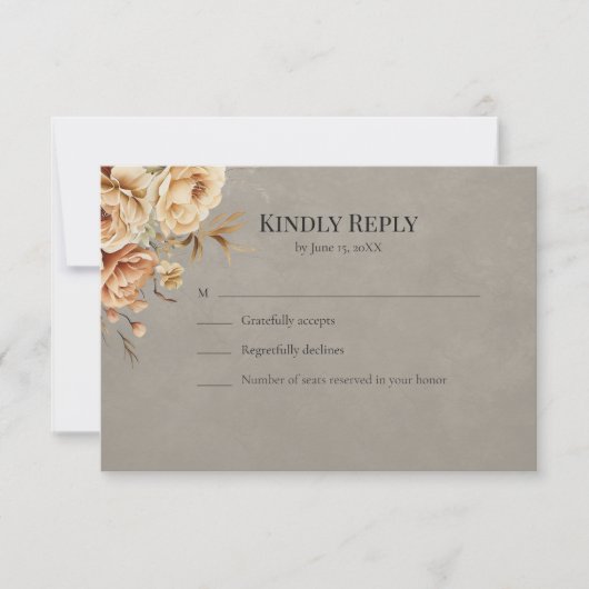 Forest Witch Black Floral Wedding RSVP Card (Devant)