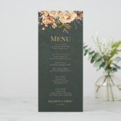 Forest Witch Green Floral Wedding Menu Card (Staand voorkant)