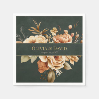 Forest Witch Green Floral Wedding Napkins Servet