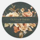 Forest Witch Green Floral Wedding Round Sticker (Voorkant)