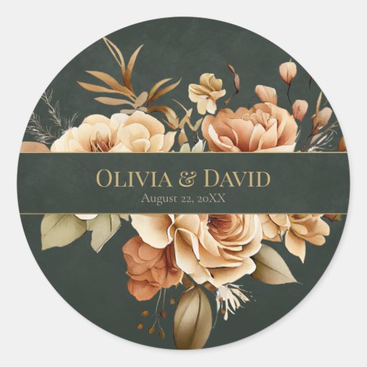 Forest Witch Green Floral Wedding Round Sticker (Devant)