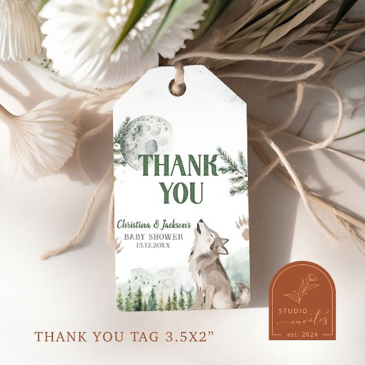 Forest Wolf Baby shower Gift Labels Cadeaulabel