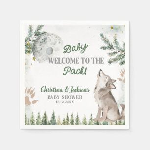 Forest Wolf Baby shower Papieren servetten