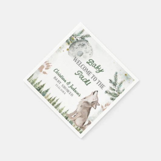 Forest Wolf Baby shower Papieren servetten (Hoek)