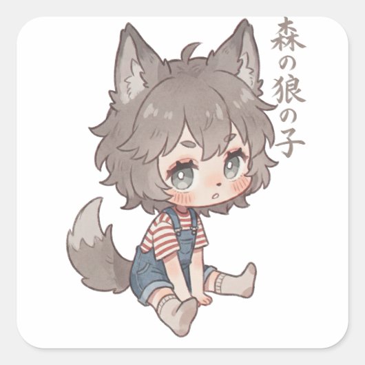 Forest Wolf Child Chibi Sticker  (Voorkant)