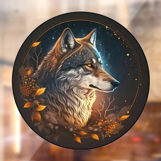 Forest Wolf Night Sky Wilderness Dierenkunst Raamsticker (Vel 2)