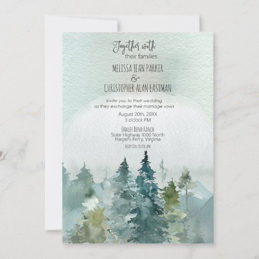Forest Wonder Rustic Pine Faire-part de mariage (Devant)
