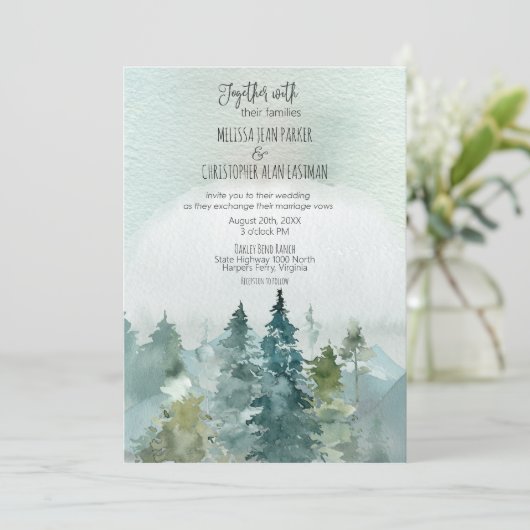 Forest Wonder Rustic Pine Faire-part de mariage (Debout devant)