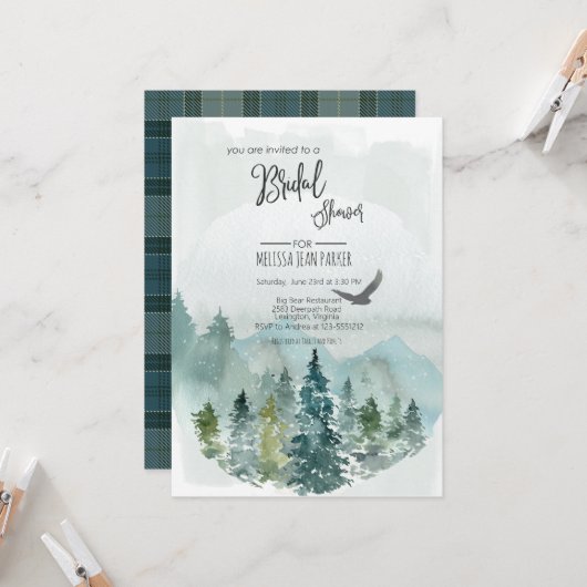 Forest Wonder Rustic Pine nuptiale Invitation (Devant/Arrière en situation)