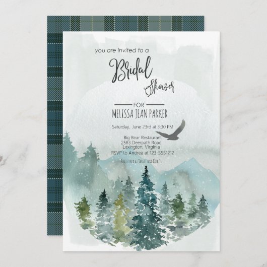 Forest Wonder Rustic Pine nuptiale Invitation (Devant / Derrière)