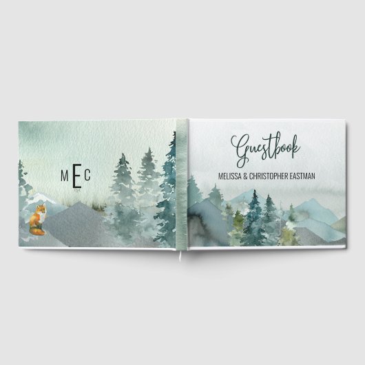 Forest Wonder Wedding Memory Gastenboek Monogram (Volledig)
