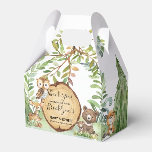 Forest Woodland Animal Baby shower Bedankdoosjes (Voorkant Zijde)