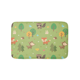 Forest Woodland Animal Pattern Kinder Room Decor Badmat