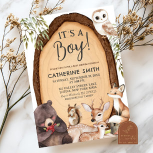 Forest Woodland Animal Wild One Baby shower Uitnod Kaart