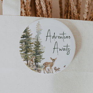 Forest Woodland Animals Avontuur wacht op u Ronde Button 5,7 Cm