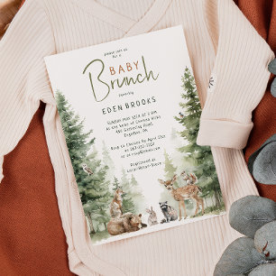 Forest Woodland Animals Baby Brunch Uitnodiging