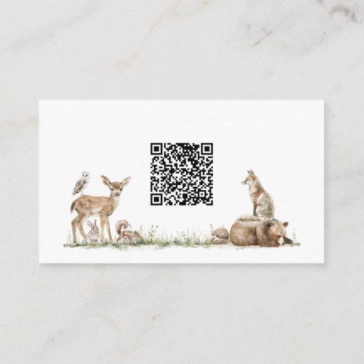 Forest Woodland Animals Baby Registry QR-code Informatiekaartje (Achterkant)