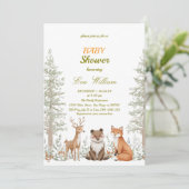 Forest Woodland Animals Baby Shower Invitation (Debout devant)
