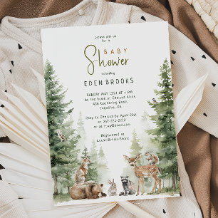 Forest Woodland Animals Baby shower Invitation Kaart