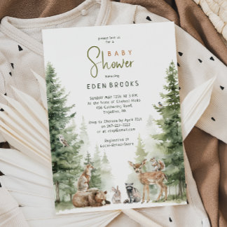 Forest Woodland Animals Baby shower Invitation Kaart