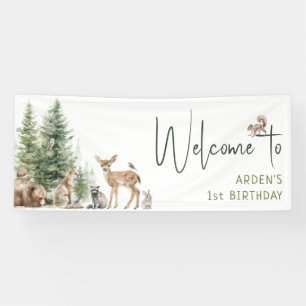 Forest Woodland Animals Welkom Verjaardagsfeest Spandoek