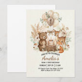 Forest Woodland Animals Wild One Birthday Kaart (Voorkant / Achterkant)