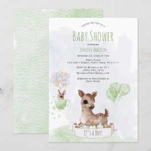 Forest Woodland Baby Deer Waterverf Kaart