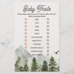 Forest Woodland baby Traits baby shower spel