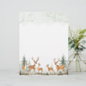 Forest Woodland Deer Waterverf briefpapier (Staand voorkant)