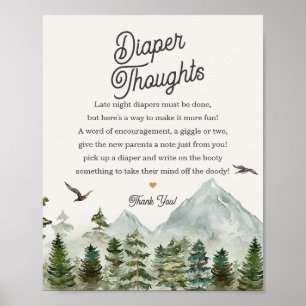 Forest Woodland Luier Gedachten baby shower teken Poster