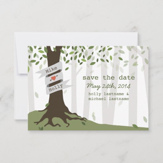 Forest / Woodland Wedding Save the Date (Voorkant)