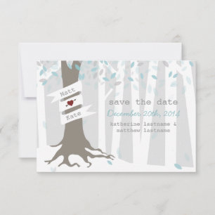 Forest Woodland Winter Snow Wedding Save the Date